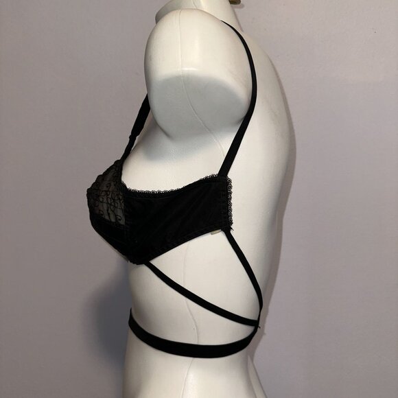 Vtg 50s Radiant Bra Charmfit of Hollywood Low No Back Bra Black Size 32 B - Picture 6 of 9